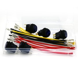 Pack of 5 12 V 20 A Waterproof Round Pre-Wired Rocker Switch with LED Light 3-Pin SPST Switch with 15 cm Pre-Wired for Car