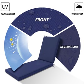 AAAAAcessories Outdoor Chaise Lounge Cushions for Patio Furniture Lounge Chairs, Waterproof Fabric, 80 x 26 x 3 Inch, Navy Blue