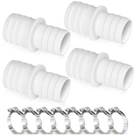 4pcs Pool Hose Connector, Hose Adapter for 32 mm to 38 mm Diameter, with 8 x Hose Clamps, Hose Connector Adapter, Pool Hose Adapter, Pool Hose Adapter for Pool, Garden