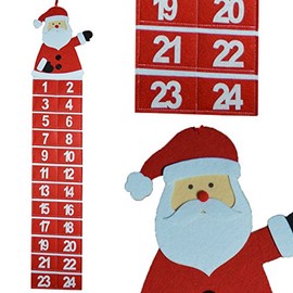 Christmas Felt Hanging Santa Advent Calendar - Add your own Treats