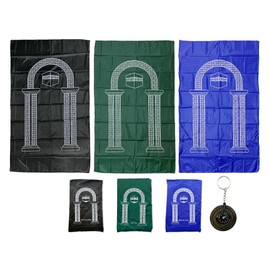 Hitopin Muslim Prayer Blanket, 3 Pieces, Portable Muslim Prayer Mat, Islamic Travel Prayer Mat, Muslim Prayer Mat, with Portable Compass, for Travel, Home (Blue, Green, Black)