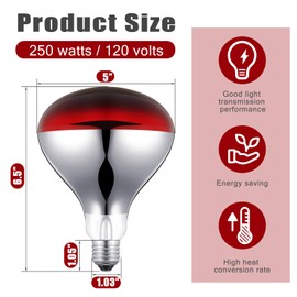 VIHOSE 3 Pack 250 Watt Heat Lamp 120v R40 Heat Lamp Bulbs Glass Incandescent Light Bulbs Incandescent Heating Lightbulbs for Reptiles Chicks Food Puppies Bathroom, Use E26 Base (Red)