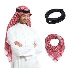 PENINSULA LOVE PENINSULA LOVE Men Arab Shemagh keffiyeh Scarf Muslim Turban Middle East Desert Hijab Head Wrap Shemagh with Aqel Rope 54x54