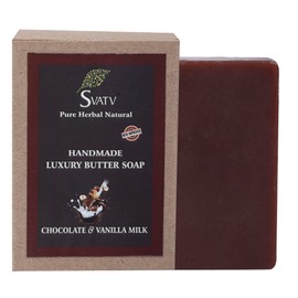 SVATV Handcrafted Soap with natural, soothing herbs of CHOCOLATE & VANILLA MILK I For Men and Women | Traditional Ayurvedic Herbal Soap - 125g