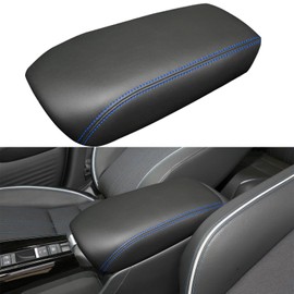LOCOY Center Console Armrest Cover for Honda HRV Accessories 2023 2024 2025, for HR-V Arm Rest Box Lid Protection Trim, Armrest Seat Leather Interior, Middle Console Liner (Blue Stitches)