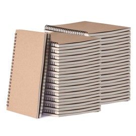 48 Pack A5 Spiral Notebook College Ruled Spiral Notebook Bulk Inches Hardcover Kraft Notebooks Lined Travel Writing Notebooks Journal Notepad for Office School Supplies, 100 Pages, 8.3 x 5.5 Inches