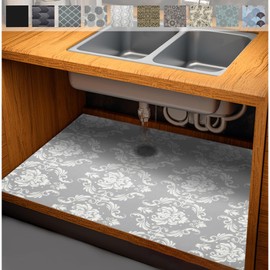AiBOB Waterproof Under Sink Mat, Absorbent Quick Dry Sink Liners Protect Cabinets, Durable Shelf Liners, Slip Resistant and Non-Adhesive, 24X68, Light Grey