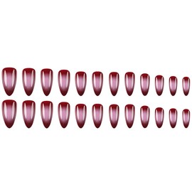 French Tip Press on Nails, 24Pcs Long Almond Press on Nails with Design, Sweet &Cool Gradient Press on Nails Glue on Nails Tips for Women, Reusable Daily False Nail Kits