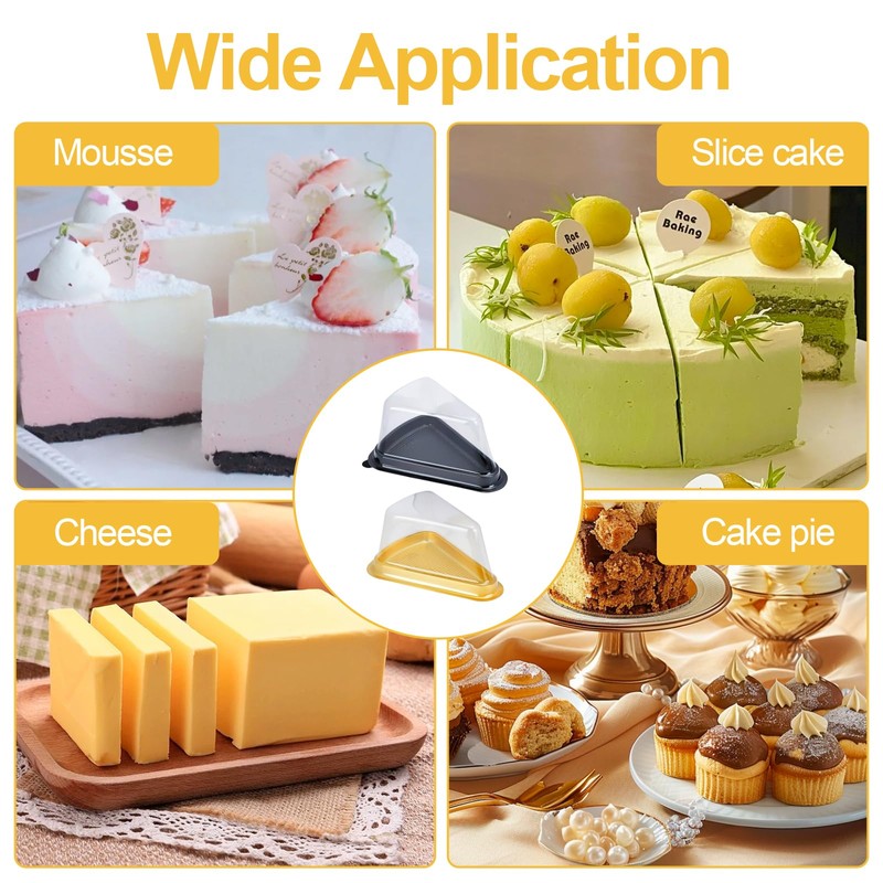 100 Pack Cake Slice Containers with Lids, Plastic Pie Container