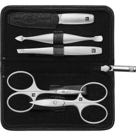 Zwilling Twinox Manicure Kit with 5 Pieces Pedicure care case made from yak leather, black, 98681-004-0.