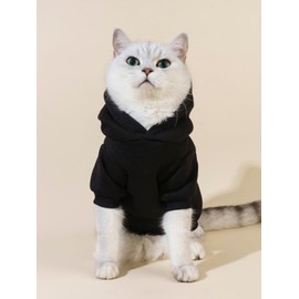 QWINEE Cartoon Bear Print Cat Hoodie Breathable Stretchy Sweatshirts with Hat Warm Cat Clothes for Small Medium Large Cats Dogs Multicolor M