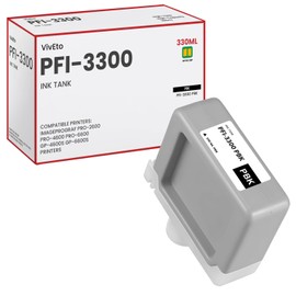 PFI-3300PBK Photo Black Pigment Ink Tank 330ml Repalcement for Canon PFI-3300 PBK 6433C001AA for imagePROGRAF PRO-2600 PRO-4600 PRO-6600 GP-4600S GP-6600S Printers, 1 Pack PFI-3300PBK Ink Cartridge