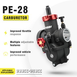 NIBBI 28mm Carburetor with CNC 48mm Air Filter kit,PE28 Carburetor fit for 230cc Dirt Bike,Perfect for SSR250 Apollo250 X-pro250 Performance Parts