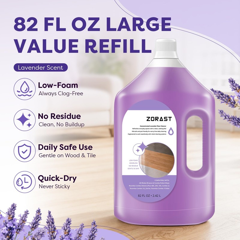 82 FL OZ/2.42 L Lavender Scent Floor Cleaning Solution Compatible