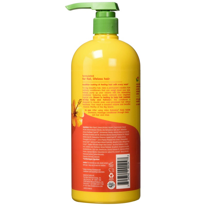 Alba Botanica Body Builder Mango Conditioner, Plant Based, 32 Ounce