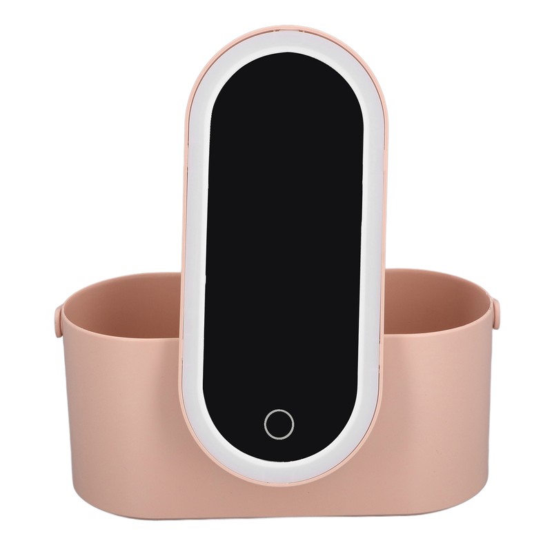 Makeup Case Rotatable Mirror Lid Dimmable LED Light Portable Cosmetic