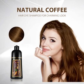 Instant 500ml Coffee Hair Color Shampoo for Men & Women, 3 in 1 Hair Dye Shampoo | Herbal Formula - 100% Covers Gray Hair, Natural Hair Coloring Shampoo in Minutes, Permanent Hair Dye 17.6 Fl Oz (Coffee)