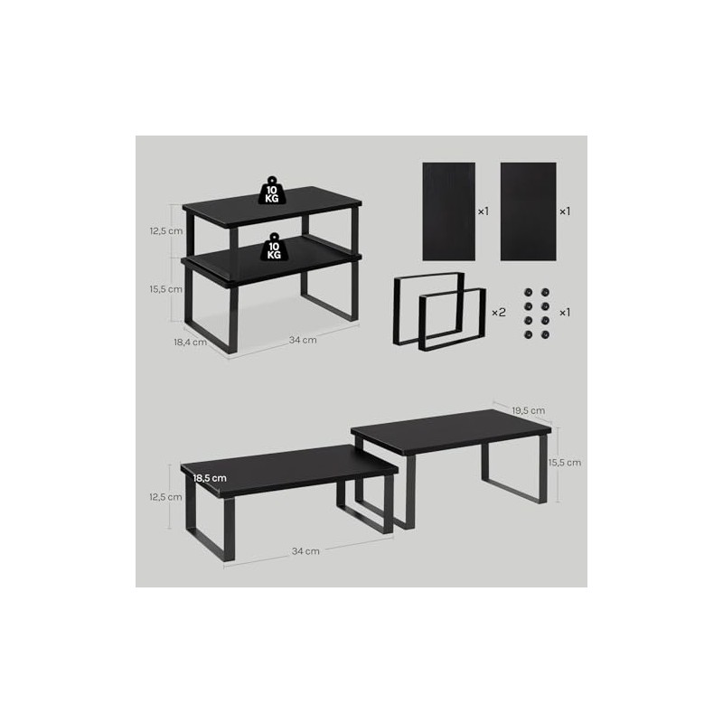 WOLTU Spice Rack, Set of 4, Stackable Kitchen Shelf, Worktop,