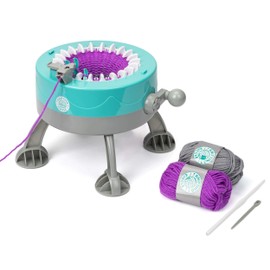Knitting Circle Station for Kids | Kids Craft Kit for Beginners, Small Knitting Machine, Knit Gloves Hats and Scarves with Two Coloured Yarns