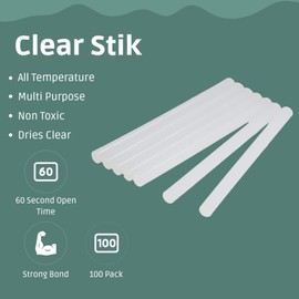 100Pack Hot Glue Sticks -7mm X 100mm Hot Glue Gun Sticks， 5/16" D, 4" L Hot Melt Glue Sticks for DIY Hobby Craft General Repairs, Home Decoration and Gluing Projects