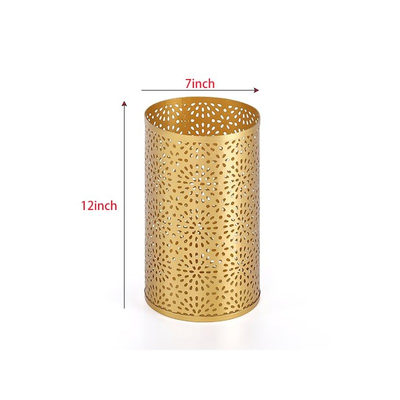 Wenbery Gold Trash Can for Bathroom, Metal Garbage Can for