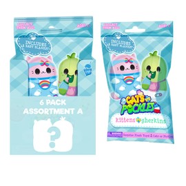 Cats vs Pickles - Mystery Bags - 6pk - 3" Squishy Bean Filled Plushies! Collect These as Stocking Stuffers, Fidget Toys, or Sensory Toys - Great for Kids, Set A (V1004-A)