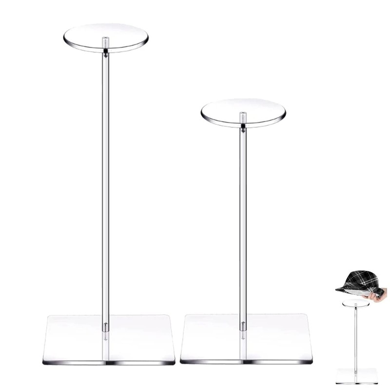Your's Bath 2Pcs Acrylic Hat Stand Wig Display Rack Clear