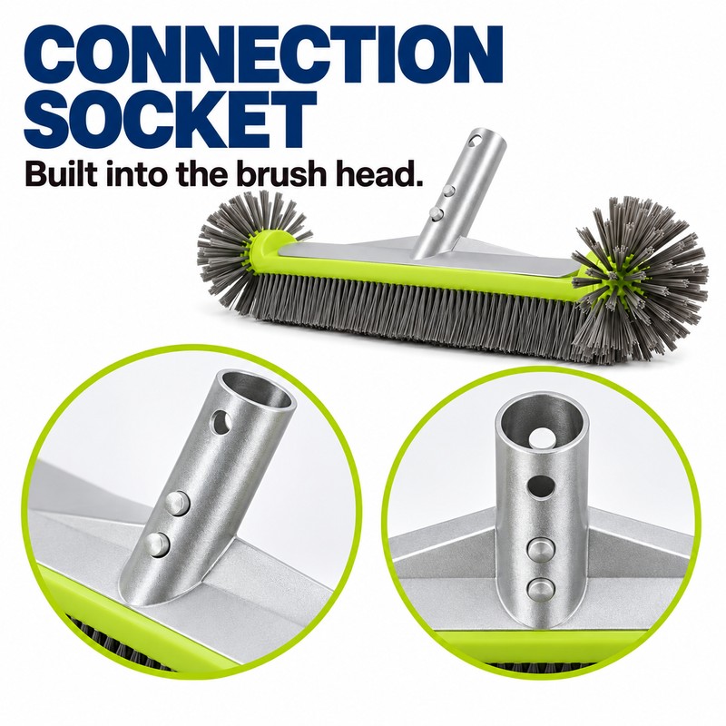 17.5 Inch Pool Brush Head, 7-Row Nylon Bristles with Rounded