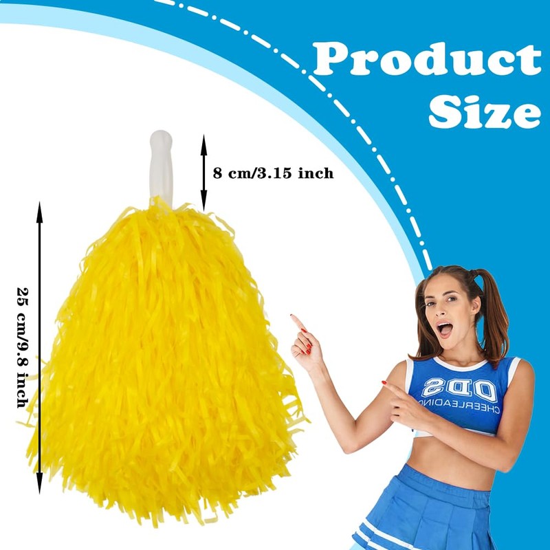 Lovecheer 24PCS Blue and Yellow Pom Poms Cheerleading Plastic Cheer