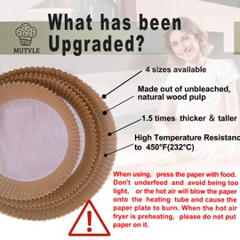 10 Inch Air Fryer Disposable Paper Liner Round, [ XXL Size] 100Pcs Parchment Paper Liners for 7QT Air Fryer, Non-stick, Food Grade Baking