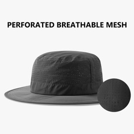 UVSAI UPF 50+ Bucket Sun Hat with Laser Perforated Mesh Cooling Adjustable Breathable Lightweight for Outdoor Men Women Dark Grey