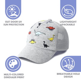 DRESHOW Toddler Baseball Cap Baby Sun Hat Cute Dinosaur Patterned Caps Unisex Baby Trucker Hats Infant Toddler Kid Hats for Boys Girls