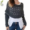 Knitted Cable Wrap Shawl with Sleeves, Multifunctional Scarf (Dark Gray)