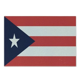 Lunarable Puerto Rico Cutting Board, Flag of a Nation Caribbean Country United States Land Stripes, Decorative Tempered Glass Cutting and Serving Board, Large Size, Indigo Dark Pink and White
