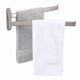 KES Bathroom Towel Rack, 15.5-Inch Swivel Towel Rack 2-Arm, Swing Out Double Towel Bar Wall Mounted, SUS304 Stainless Steel Brushed Finish, A2104S2L40-2