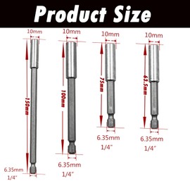 6PCS Drill Bit Holder, Drill Bit Extension, Drill Extension Bit Holder,Quick-Change Hex Shank Set, for Screws, Nuts, Drill Bit Set （150/100/75/65MM）