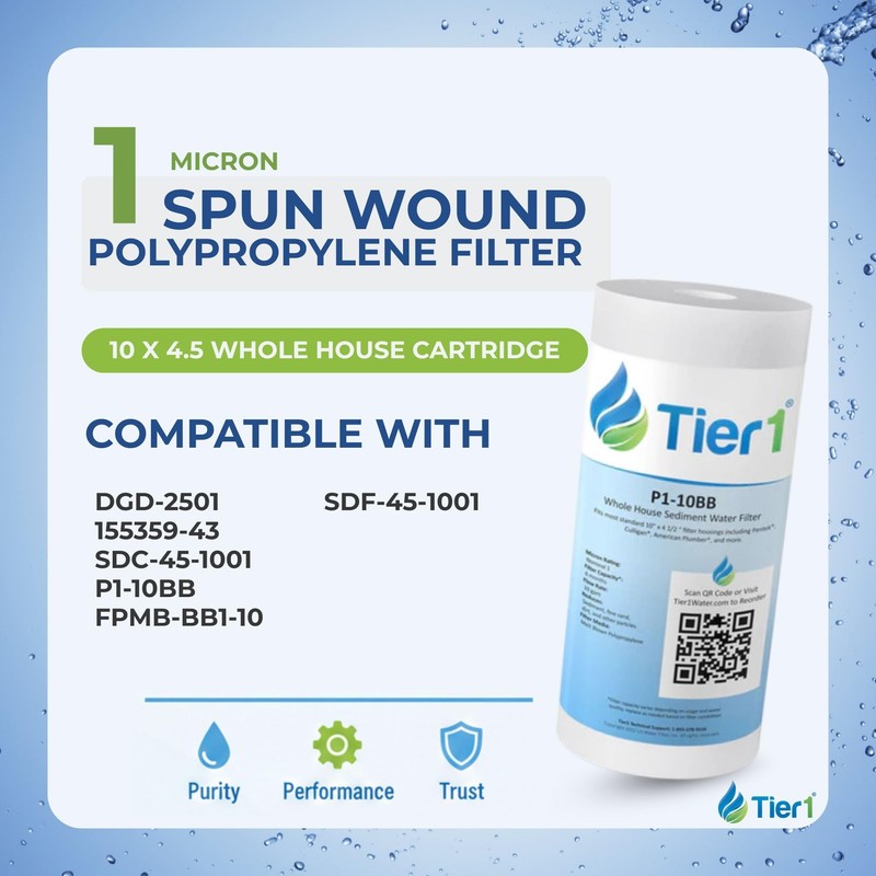Tier1 1 Micron 10x4.5 Water Filter | Spun Wound Polypropylene