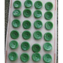 Card of 24 Vintage 3/4" Green Flower Glass Buttons ~pre WWII ~ new/old stock