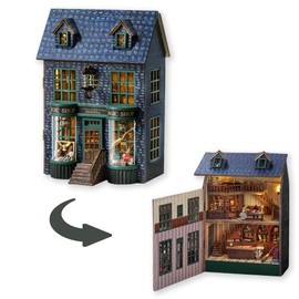 TuKIIE DIY Miniature Dollhouse Kit with Furniture, 1:32 Scale Creative Room Opened & Closed Mini Wooden Christmas Doll House for Kids Teens Adults(Magic House)