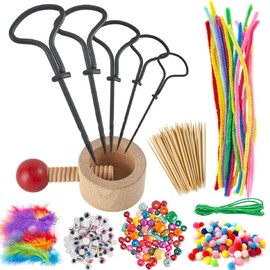 Miuezuth Chestnut Drill Bit Set with Chestnut Holder, 326-Piece Chestnut Craft Set for Children, 1.5-5 mm Hand Drill and DIY Accessories for Crafts Autumn Chestnut Men and Natural Materials