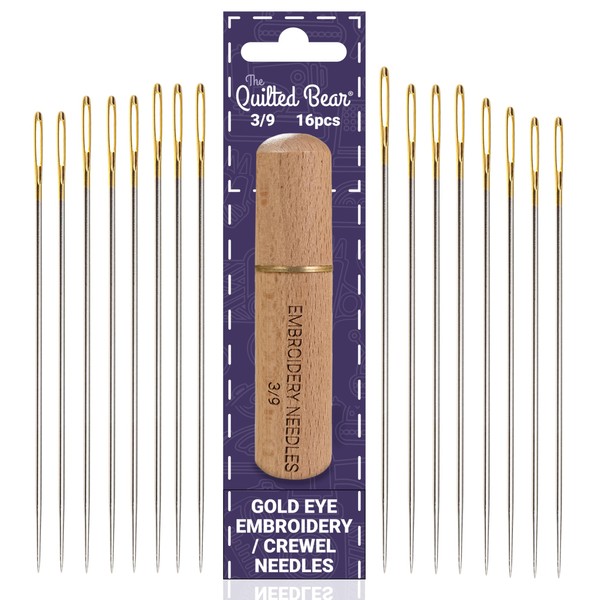 The Quilted Bear Gold Eye Crewel Embroidery Needles 3/9-16 Large