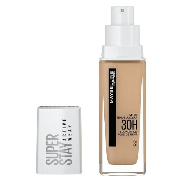 Maybelline New York Super Stay Active Wear, waterproof foundation with high coverage, long-lasting facial makeup, colour: No. 31 Warm Nude (Light to Medium), 1 x 30 ml