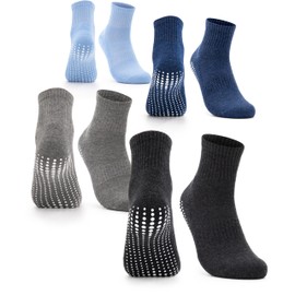 Occulto Stopper socks for men and women (2-4 pairs, model: Madeleine), non-slip socks for men and women, long yoga socks with nubs, ABS non-slip socks, 4 Pairs | Black/Grey/Navy/Blue, 35-38