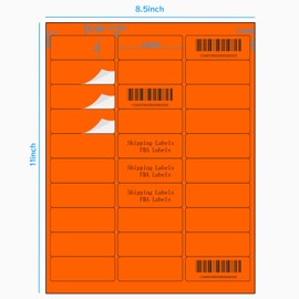 Yegawen 1" x 2-5/8" Address Labels 900 Labels Sticker Paper for Laser/Ink Jet Printer mailing Labels 8.5"×11" Fluorescent Orange 30 per Sheet