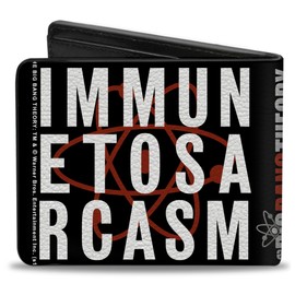 Buckle-Down Bifold Wallet The Big Bang Theory, Multicolor, 4.0" x 3.5", Buckle-down Pu Bifold Wallet - Immune to Sarcasm/Atom Black/Red/White