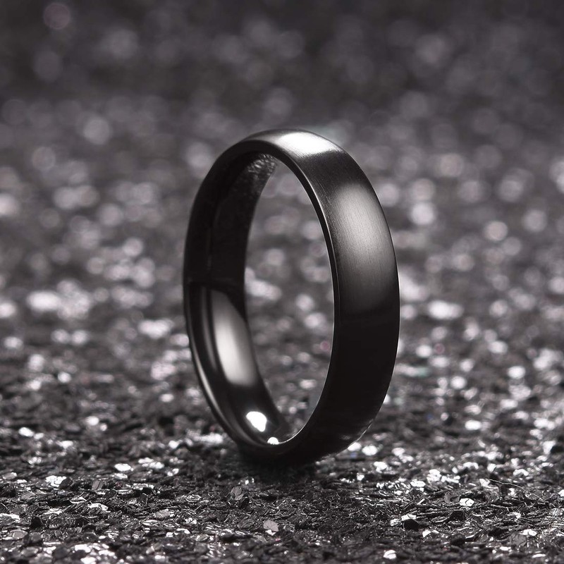 King Will 5mm Black Dome Titanium Ring Matte Finish Wedding
