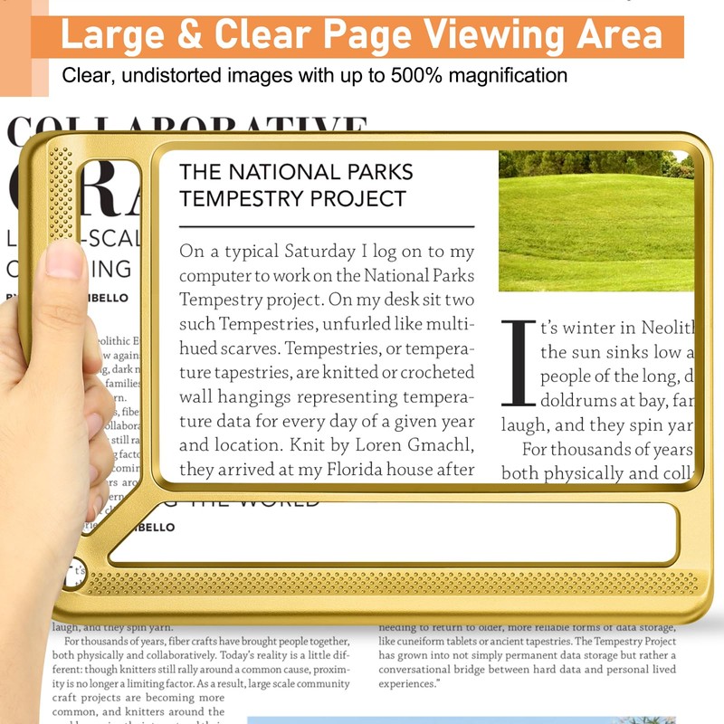 AKKYCVS 5X Full Page Magnifying Glass for Reading, Lightweight Rectangular