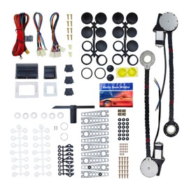 Universal Electric Power Window Lift Roll Up Regulator Conversion Kit w/Switches, Wiring & Mounting Hardware | Fit for 2-Door Vehicles with Manual Windows, Sedan, Pickup, Off-Road, Vans, SUV