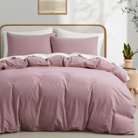 Boqingzhu Cotton Bed Linen 200 x 200 cm Pink Dusky Pink Plain Aesthetic Double Bed Soft Renforce Cotton Bed Linen Duvet Cover 200 x 200 cm and 2 Pillowcases 80 x 80 cm with Zip