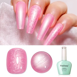 Firedeep Pearl Shell Nude Pink Gel Nail Polish,16ML Mermaid Pink Iridescent Gel Polish Aurora Shimmer Drawing Soak Off U V Gel Nail Polish for Manicure Salon DIY at Home 1Pcs